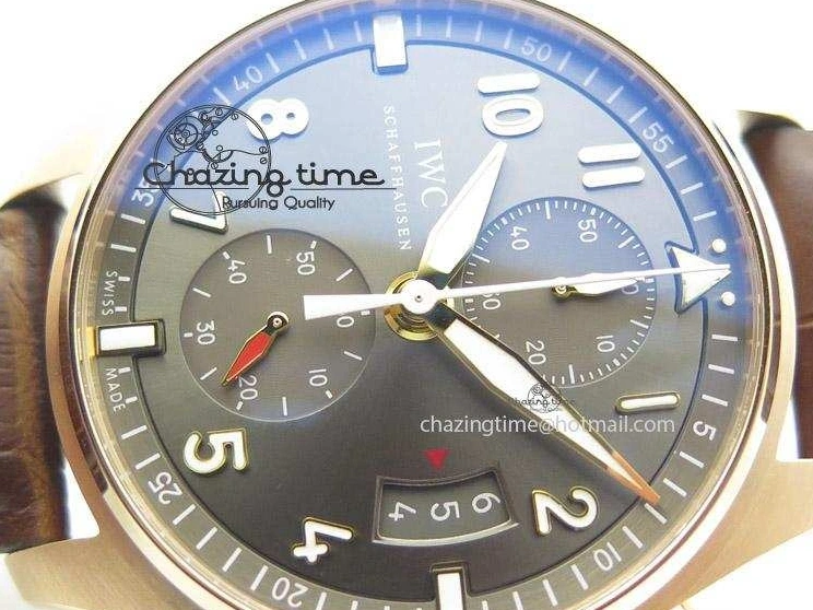 MIROTIME 0329 Pilot Chrono RG 3878 ZF Best Edition Grey Dial On Brown Leather Strap A UrbanChic 7330